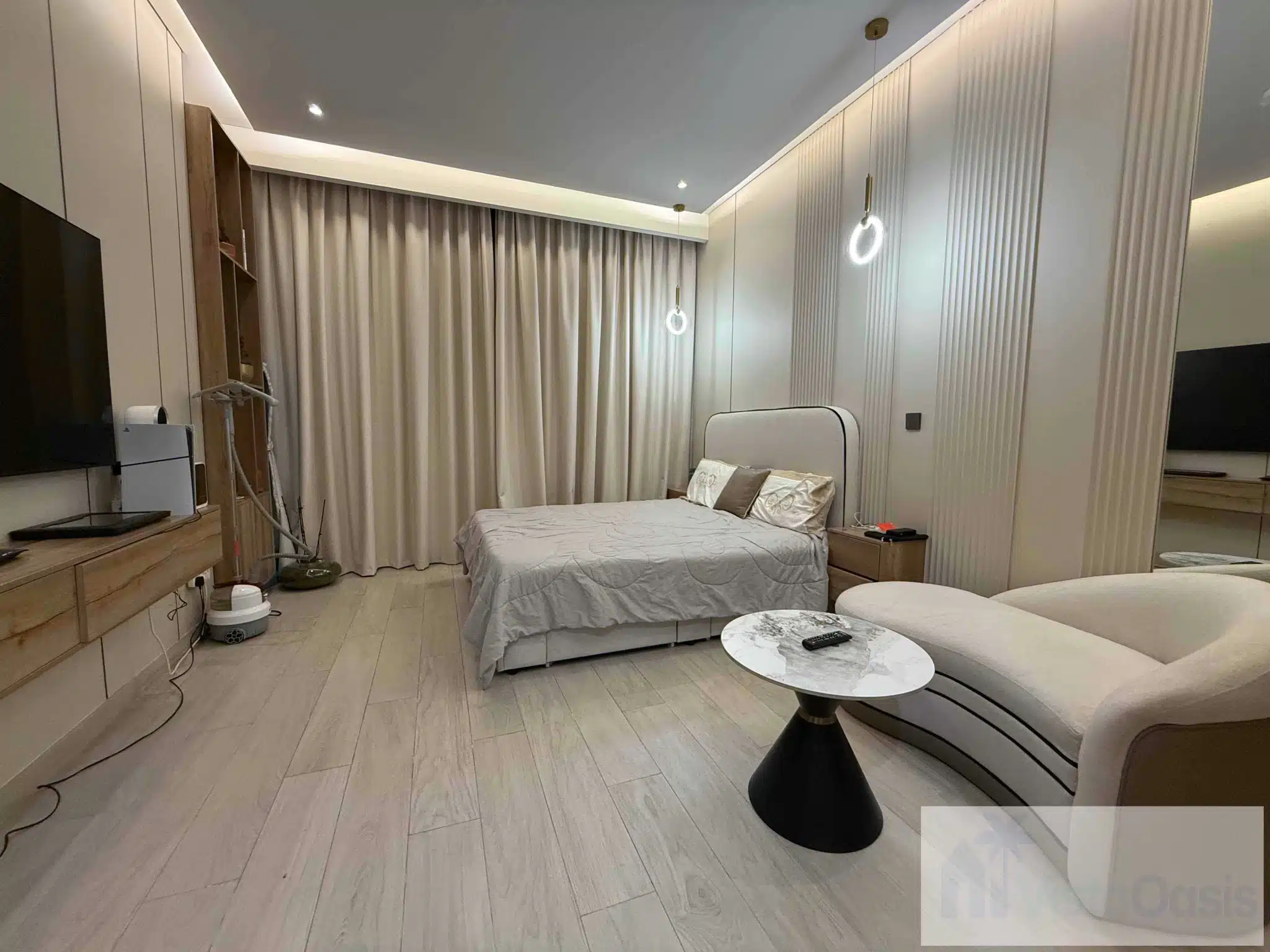 Fully furnished studio apartment for sale in Azizi Riviera 9, Meydan – boulevard view, prime location near Downtown Dubai, lagoon access, and premium amenities.