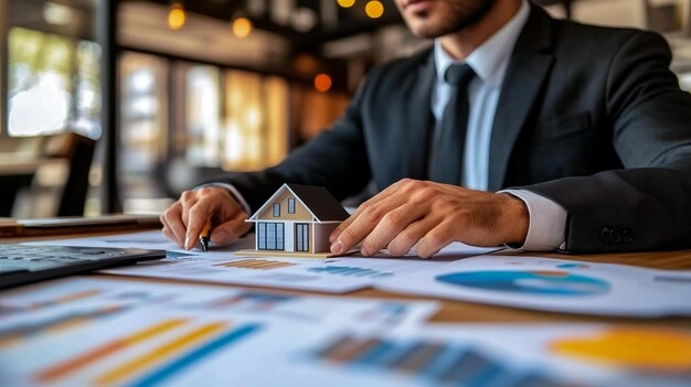 man is working table with house top it 950347 47337 real estate partner in Dubai